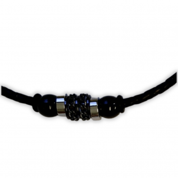 CEM ST9-154K 4-202973-001 Herren Halskette Collier Leder Edelstahl 50cm